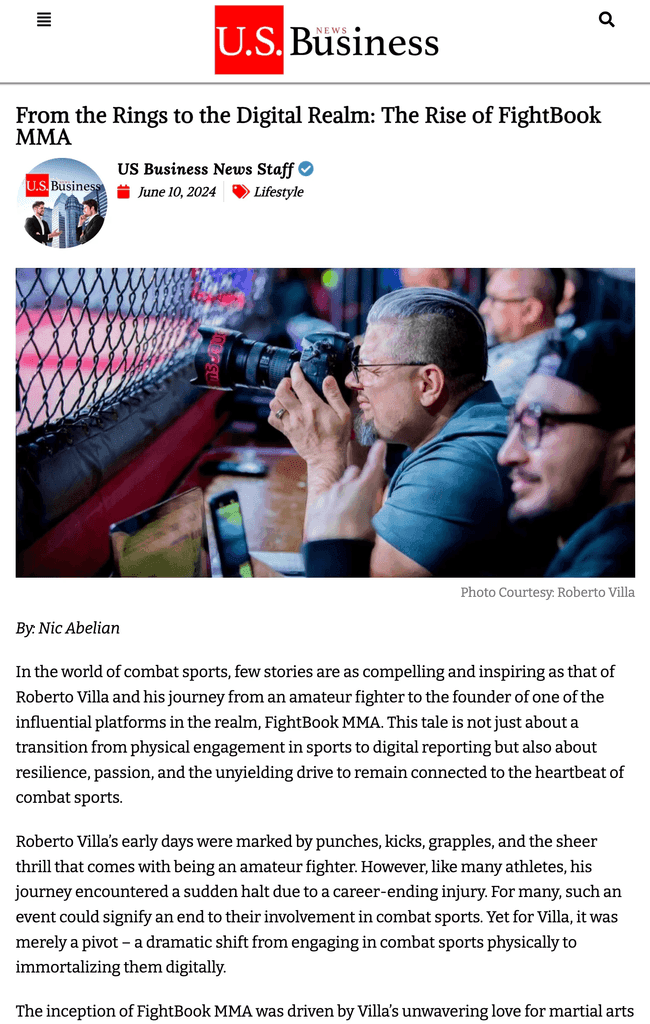 U.S. Business: From the Rings to the Digital Realm: The Rise of FightBook MMA