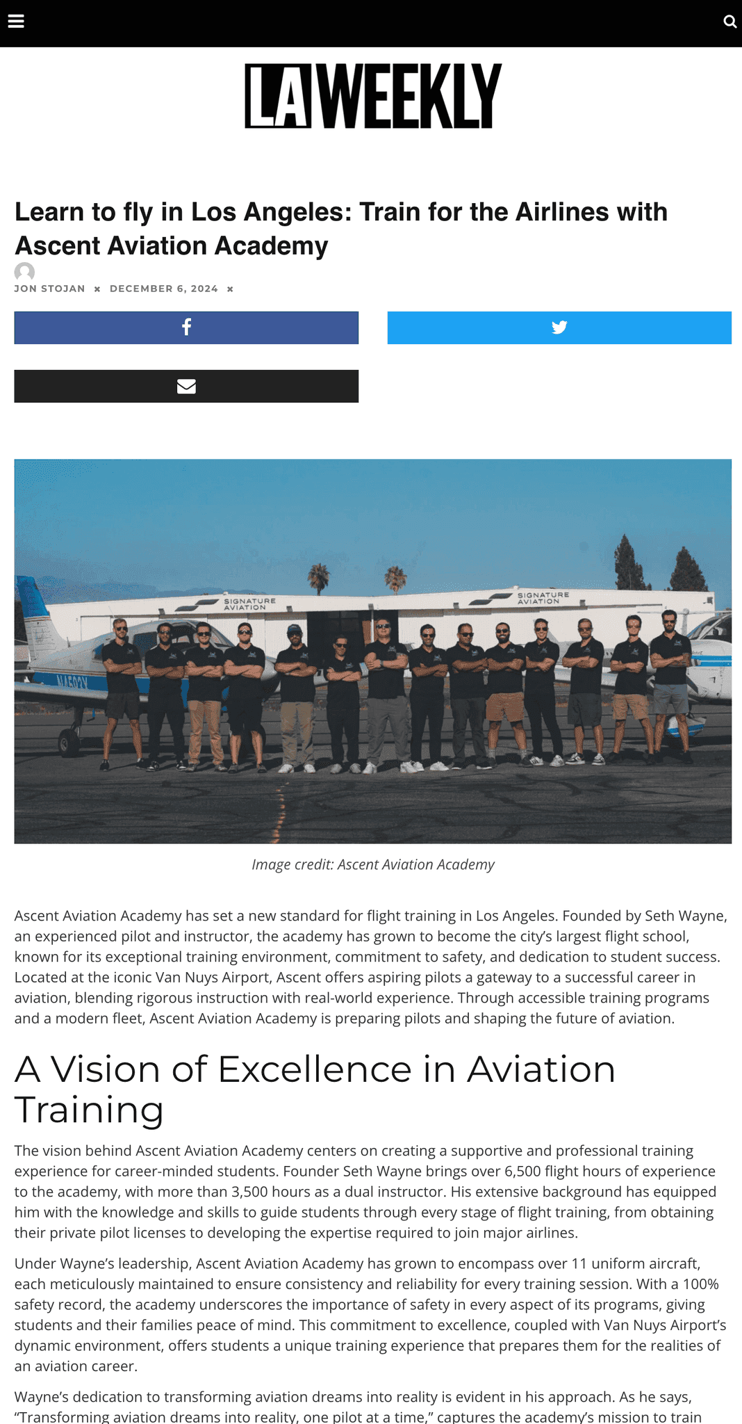 LA Weekly: Learn to Fly in Los Angeles: Train for the Airlines with Ascent Aviation Academy