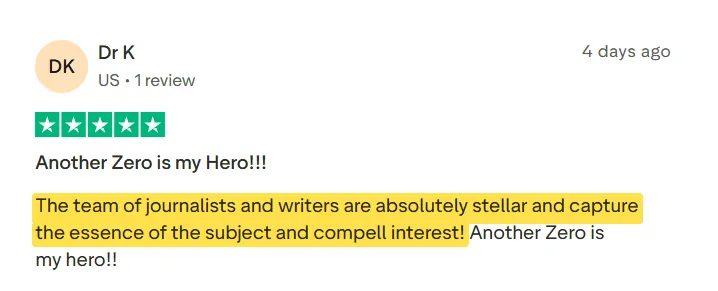 Dr K's Trustpilot review