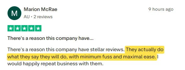 Marion McRae's Trustpilot review