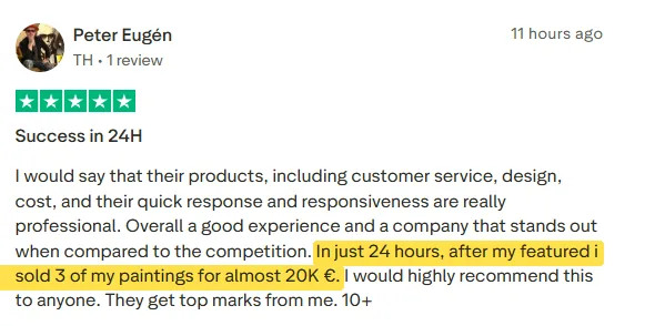 Peter Eugén's Trustpilot review