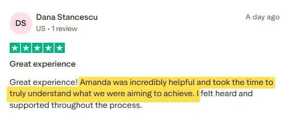 Dana Stancescu's Trustpilot review