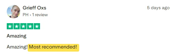Grieff Oxs's Trustpilot review