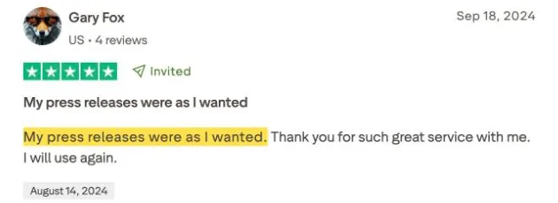 Gary Fox's Trustpilot review