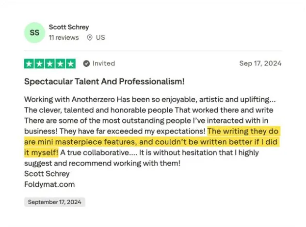 Scott Schrey's Trustpilot review
