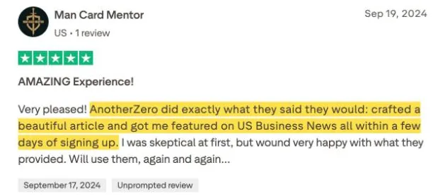 Man Card Mentor's Trustpilot review