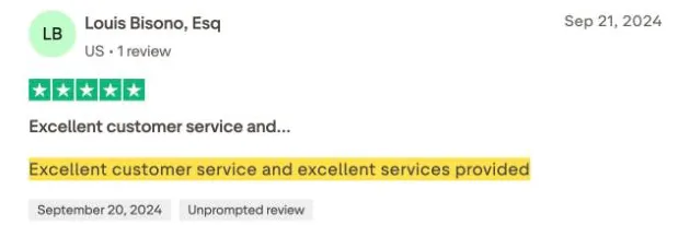 Louis Bisono, Esq's Trustpilot review
