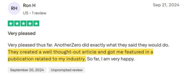 Ron H's Trustpilot review