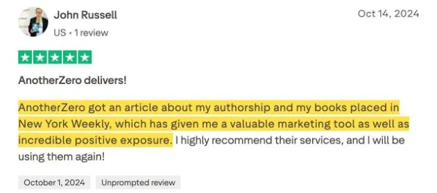 John Russell's Trustpilot review