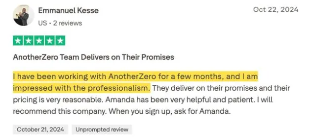Emmanuel Kesse's Trustpilot review