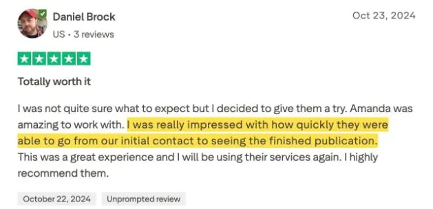 Daniel Brock's Trustpilot review