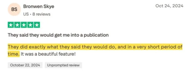 Bronwen Skye's Trustpilot review