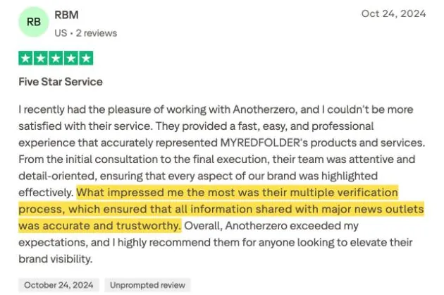RBM's Trustpilot review