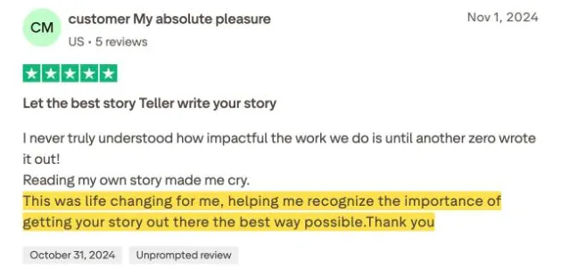 customer My absolute pleasure's Trustpilot review