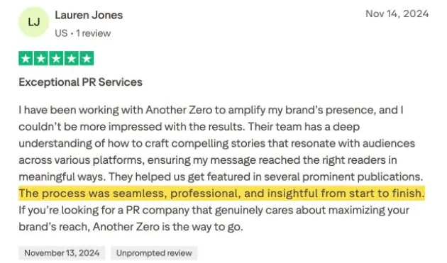 Lauren Jones's Trustpilot review
