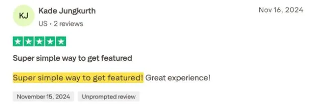 Kade Jungkurth's Trustpilot review