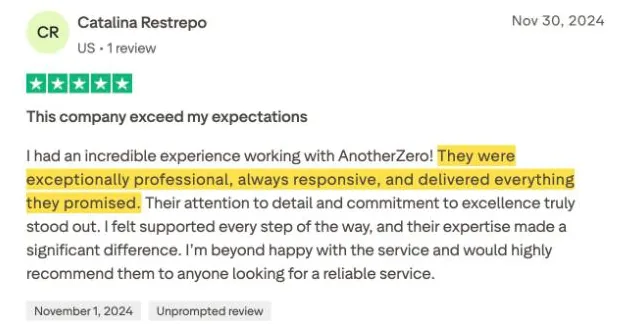 Catalina Restrepo's Trustpilot review