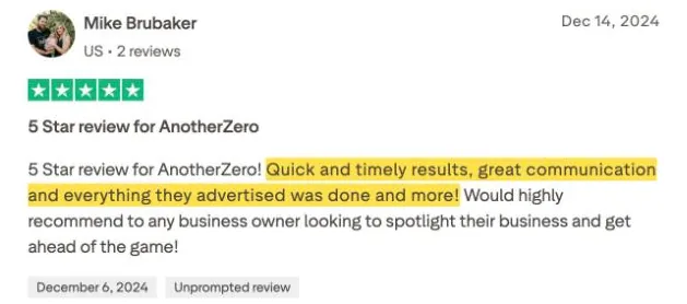 Mike Brubaker's Trustpilot review