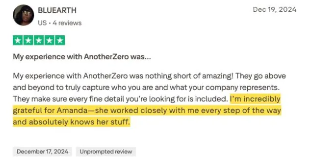 BLUEARTH's Trustpilot review