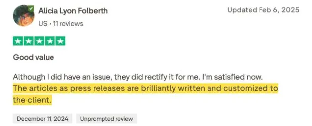 Alicia Lyon Folberth's Trustpilot review