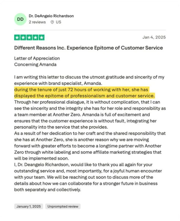 Dr. DeAngelo Richardson's Trustpilot review