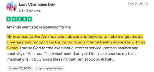 Lady Charmaine Day's Trustpilot review