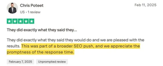 Chris Poteet's Trustpilot review