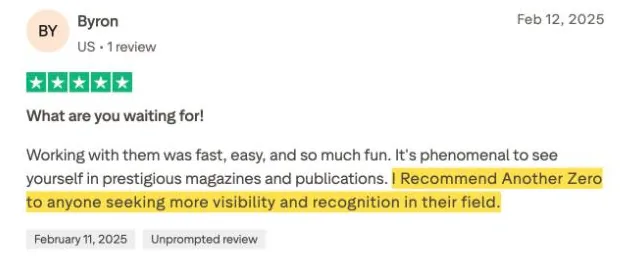 Byron's Trustpilot review