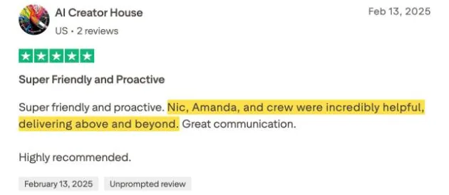 AI Creator House's Trustpilot review