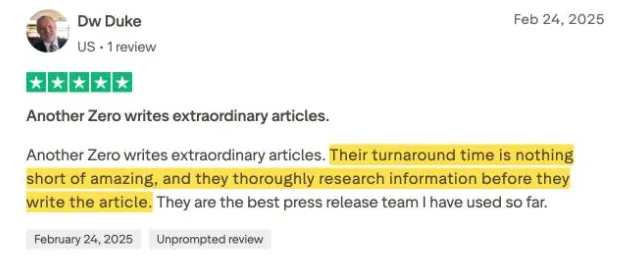 Dw Duke's Trustpilot review
