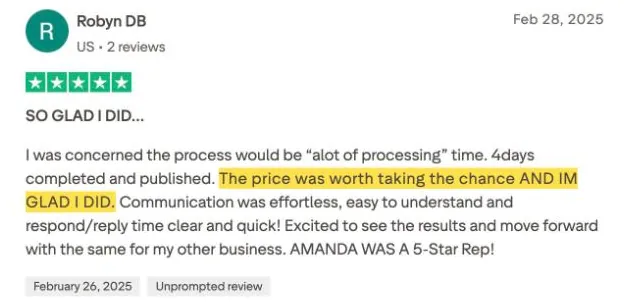 Robyn DB's Trustpilot review