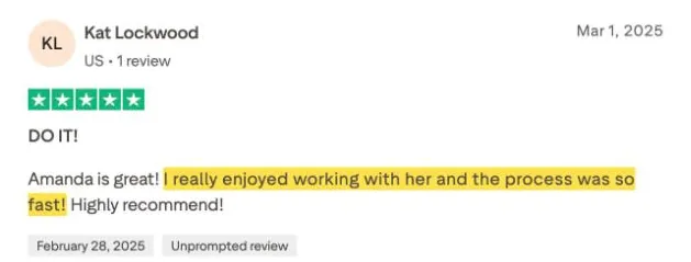 Kat Lockwood's Trustpilot review