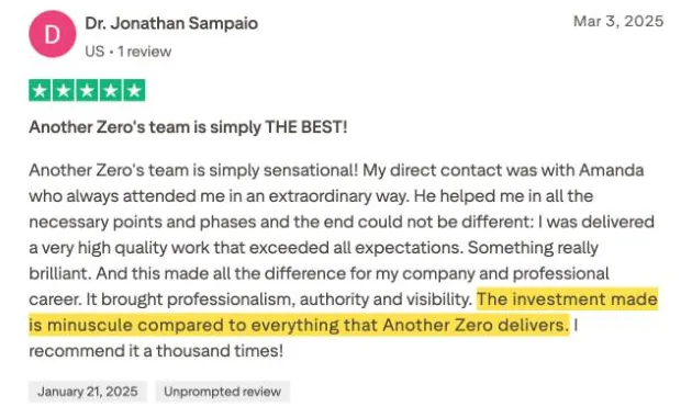 Dr. Jonathan Sampaio's Trustpilot review