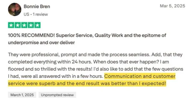 Bonnie Bren's Trustpilot review