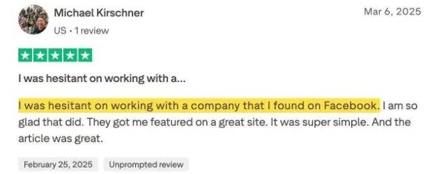 Michael Kirschner's Trustpilot review