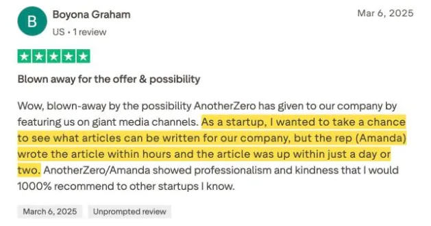 Boyona Graham's Trustpilot review