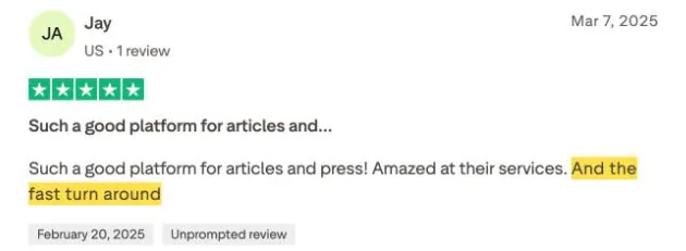 Jay's Trustpilot review