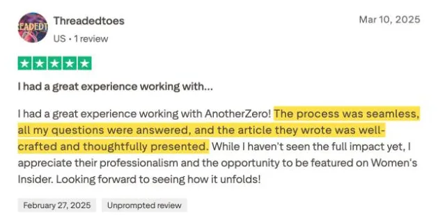 Threadedtoes's Trustpilot review