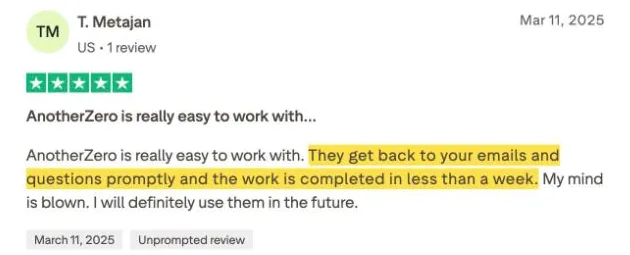 T. Metajan's Trustpilot review