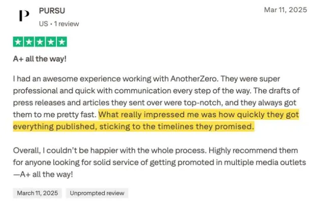 PURSU's Trustpilot review