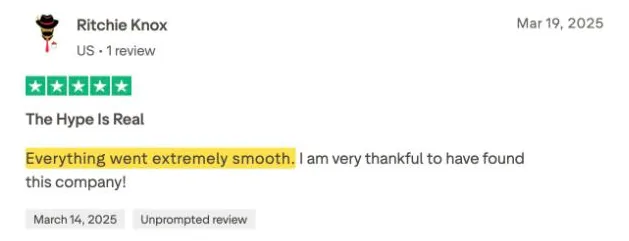 Ritchie Knox's Trustpilot review
