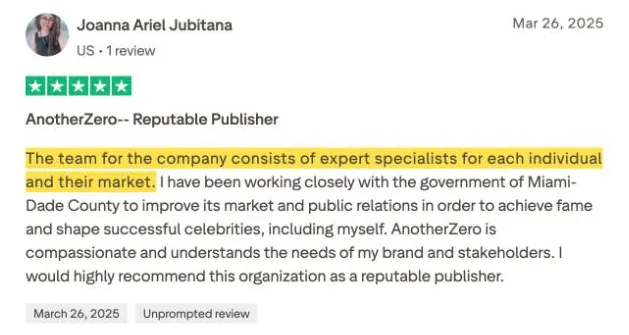 Joanna Ariel Jubitana's Trustpilot review