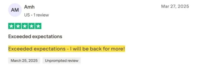 Amh's Trustpilot review