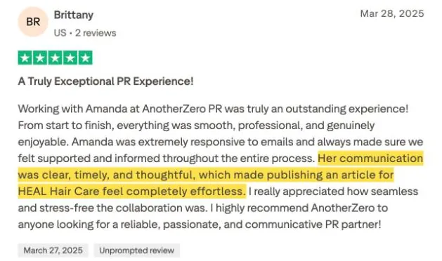 Brittany's Trustpilot review