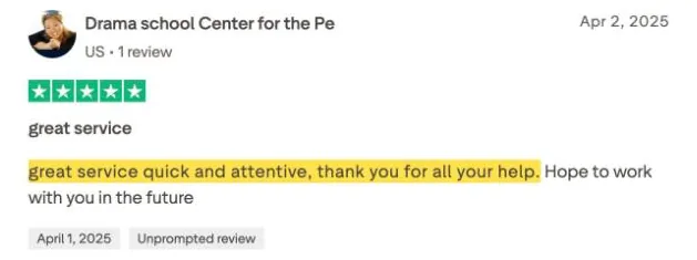 Drama school Center for the Pe's Trustpilot review