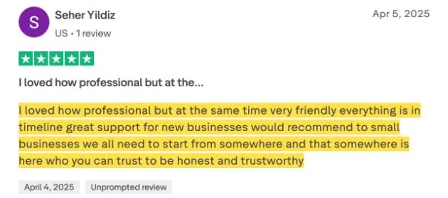 Seher Yildiz's Trustpilot review