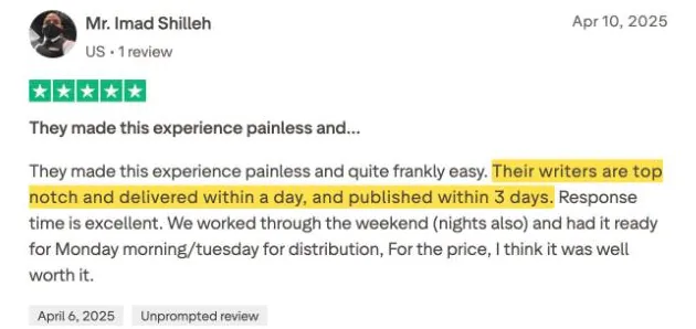 Mr. Imad Shilleh's Trustpilot review