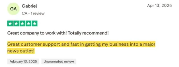 Gabriel's Trustpilot review