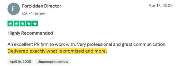 Forbidden Director's Trustpilot review