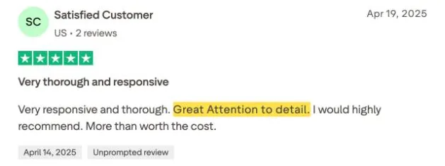 Satisfied Customer's Trustpilot review